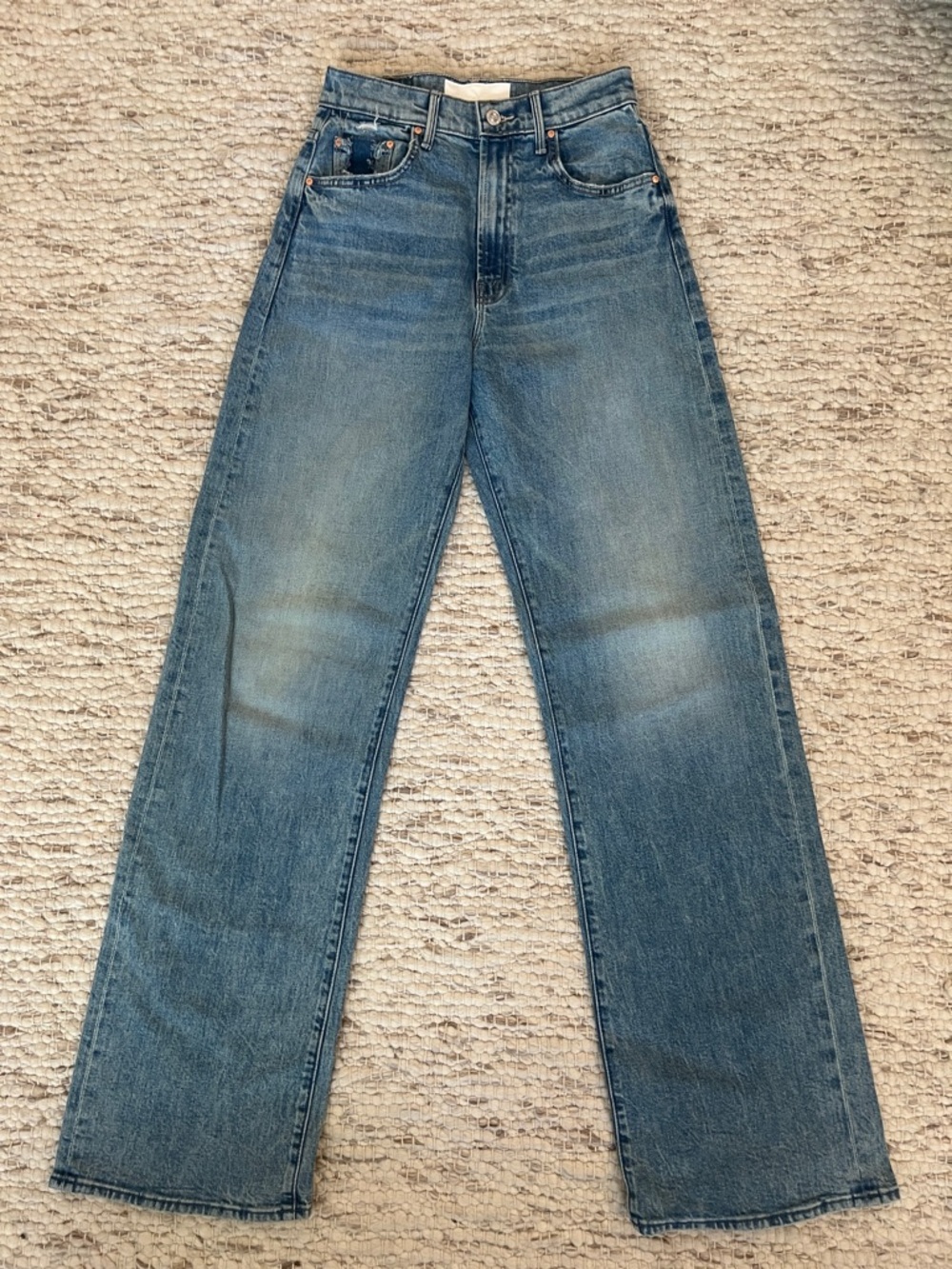 MOTHER Straight-Leg Denim Jeans in Left in the Dust Wash
